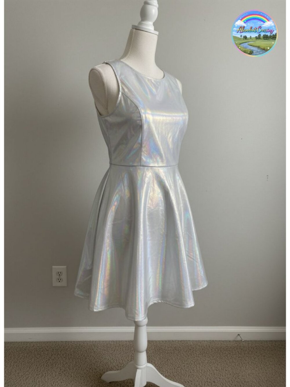Metallic Sleeveless High Waist Fit and Flare Party Dress